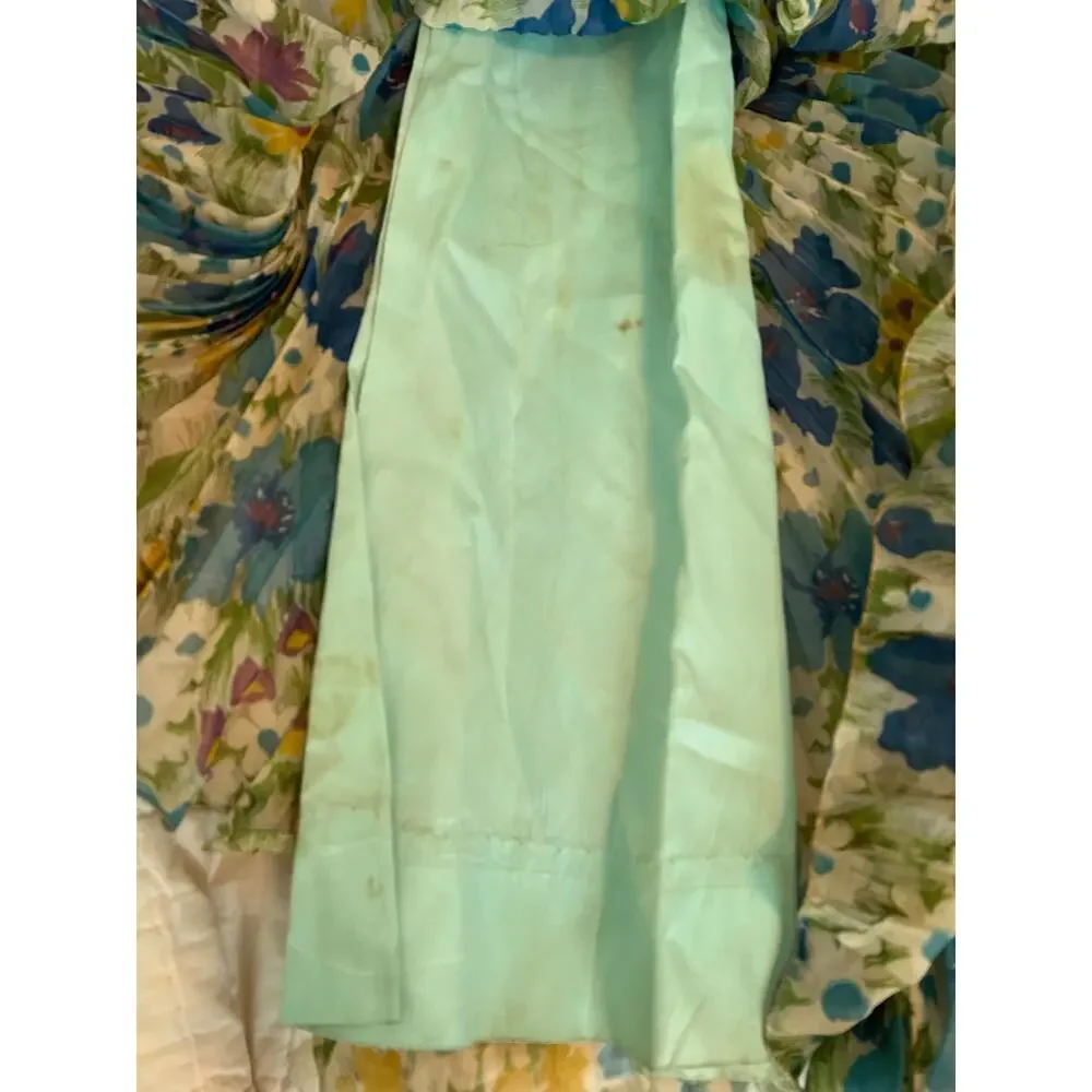 Vintage 60s 70s Floral Plissé Accordion Pleated Palazzo Pants, 28–30 Waist